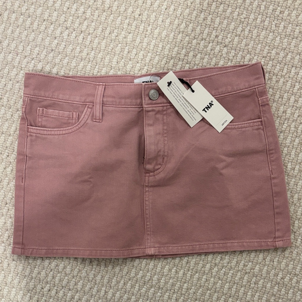Aritzia Pink Mini Denim Skirt Size 4